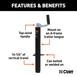 Curt A-Frame Jack w/Top Handle (2000lbs 14in Travel)