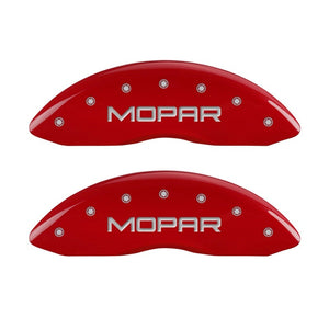 MGP Front set 2 Caliper Covers Engraved Front MOPAR Red finish silver ch