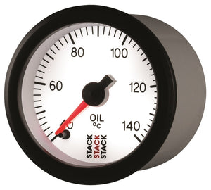 Autometer Stack 52mm 40-140 Deg C 1/8in NPTF Male Pro Stepper Motor Oil Temp Gauge - White