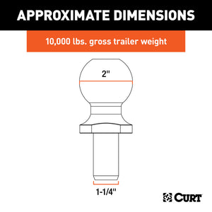 Curt Replacement SecureLatch 2in Pintle Ball (10000lbs 1-1/4 Shank)