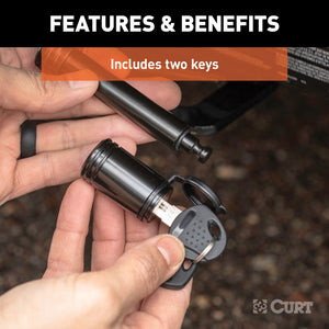 Curt 5/8in Hitch Lock (2in Receiver Barbell Black)