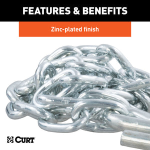 Curt 48in Safety Chain w/2 S-Hooks (2000lbs Clear Zinc Packaged)