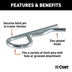 Curt Hitch Clip (Fits 1/2in or 5/8in Pin Zinc Packaged)