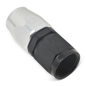 Russell Performance -10 AN Black/Silver Straight Full Flow Hose End