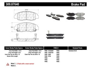 StopTech Performance 98-02 Honda Accord Coupe/Sedan 4cyl Rear Drum/Disc Front Brake Pads