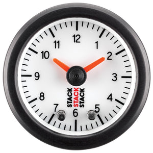 Autometer Stack Analog Clock Gauge - White