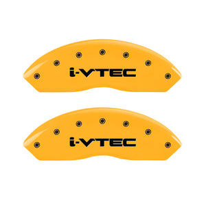 MGP 4 Caliper Covers Engraved Front & Rear I-Vtec Yellow Finish Black Char 2007 Honda Accord