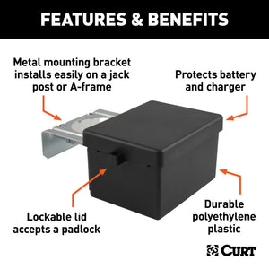 Curt 5in x 3-1/4in x 3-7/8in Lockable Breakaway Battery Case w/Metal Bracket