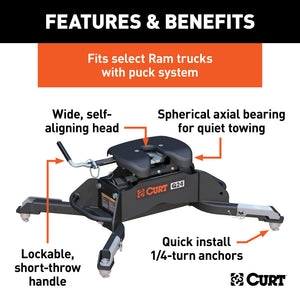 Curt Q24 5th Wheel Hitch w/Ram Puck System Legs