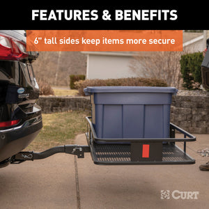 Curt 60in x 24in Basket-Style Cargo Carrier (Folding 2in Shank)