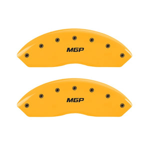 MGP 2 Caliper Covers Engraved Front MGP Yellow Finish Black Characters 2006 Jeep Wrangler