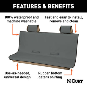 Curt Seat Defender 58in x 63in Removable Waterproof Gray XL Bench Truck Seat Cover