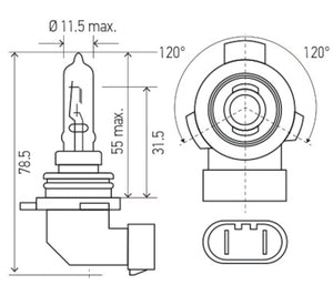 Hella Bulb 9012LL/HIR2 12V 55W PX22d