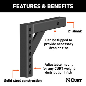 Curt Weight Distribution Shank (2in Shank 5-5/8in Drop 8-7/8in Rise)