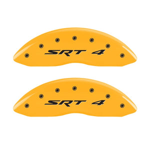 MGP Front set 2 Caliper Covers Engraved Front SRT4 Yellow finish black ch