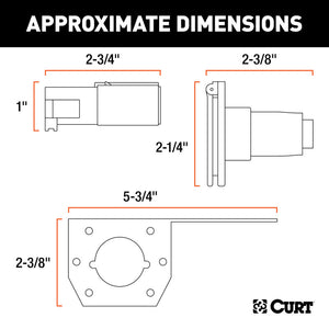 Curt 6-Way Round Connector Plug & Socket w/Hardware (Packaged)