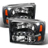 Xtune Ford F250 F350 Super Duty 99-04 1Pc Headlights w/ LED Black HD-JH-FF25099-LED-BK