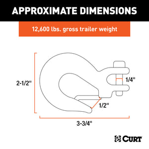 Curt 1/4in Safety Latch Clevis Hook (12600lbs)