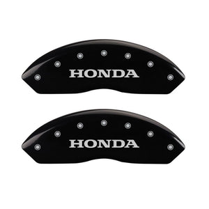 MGP 4 Caliper Covers Engraved Front & Rear Honda Black finish silver ch