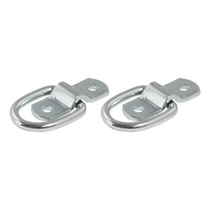 Curt 1in x 1-1/4in Surface-Mounted Tie-Down D-Rings (1200lbs Clear Zinc 2-Pack)