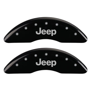 MGP 4 Caliper Covers Engraved Front & Rear JEEP Black finish silver ch