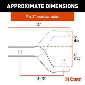 Curt Class 3 Aluminum Ball Mount (2in Shank 8000lbs 4in Drop 8-1/2in Long)