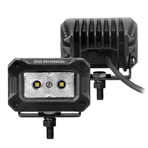 Go Rhino Xplor Bright Series Rectangle LED Flood Light Kit (Surface/Thread Std Mnt) 3x2 - Blk (Pair)