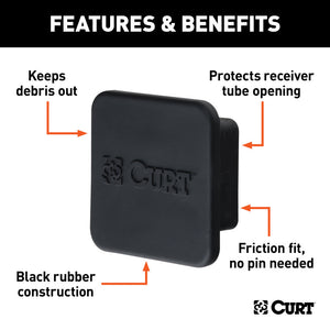 Curt 2-1/2in Rubber Hitch Tube Cover (Packaged)