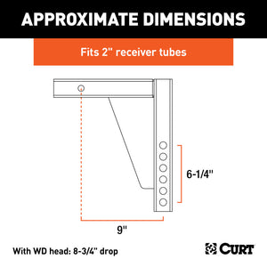 Curt Weight Distribution Shank (2in Shank 8-3/4in Drop)