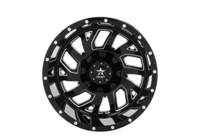 RBP 65R Glock 20x12 8x165.1 BP / 4.75 BS -44mm Offset 121.3mm CB Gloss Black Machined Grooves Wheel