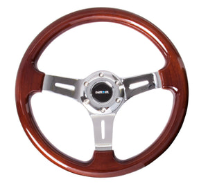 NRG Classic Wood Grain Steering Wheel (330mm) Wood Grain w/Chrome 3-Spoke Center