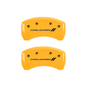 MGP 4 Caliper Covers Engraved F & R Stripes/Challenger Yellow Finish Black Char 2006 Dodge Charger