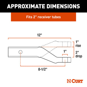 Curt Class 3 Aluminum Ball Mount (2in Shank 8000lbs 2in Drop 8-1/2in Long)