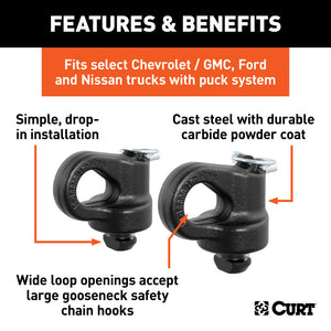 Curt OEM Puck System Gooseneck Safety Chain Anchors