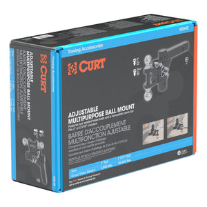 Curt Adjustable Multipurpose Ball Mount (2in Shank 2in & 2-5/16in Balls)