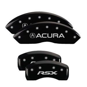 MGP 4 Caliper Covers Engraved Front Acura Engraved Rear RSX Black finish silver ch