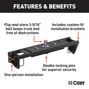 Curt 20-22 Chevrolet Silverado 2500 HD Double Lock EZr Gooseneck Hitch Kit w/Installation Brackets