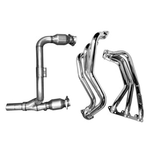 BBK 07-11 Jeep 3.8 V6 Long Tube Exhaust Headers And Y Pipe And Converters - 1-5/8 Silver Ceramic