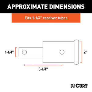 Curt Receiver Tube Adapter (1-1/4in to 2in Shank Not for Towing Use 6-1/4in Length)