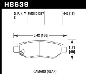 Hawk Camaro V6 HPS Street Rear Brake Pads