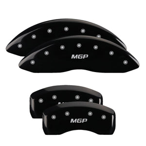 MGP 4 Caliper Covers Engraved Front & Rear MGP Black Finish Silver Char 2017 Ford Fusion