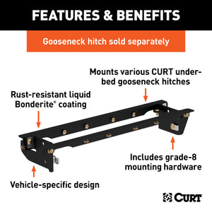 Curt 11-16 Ford F-250 Super Duty Double Lock EZr Gooseneck Installation Brackets