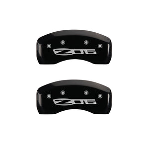 MGP 4 Caliper Covers Engraved Front C5/Corvette Engraved Rear C5/Z06 Black finish silver ch