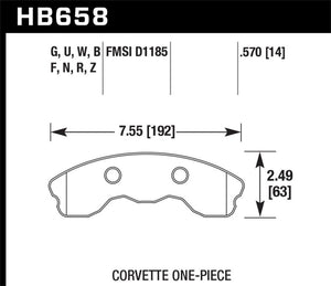 Hawk DTC-80 10-11 Chevy Corvette Grand Sport / 06-08 Corvette Z06 (1 piece) Front Race Brake Pads