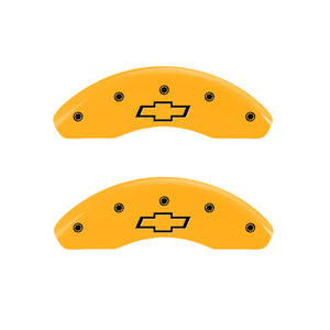 MGP 4 Caliper Covers Engraved Front & Rear Bowtie Yellow Finish Black Char 2000 Chevrolet Impala