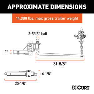 Curt Round Bar Weight Distribution Hitch Kit (10000-14Klbs 31-5/8in Bars)