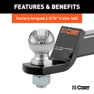 Curt Loaded Ball Mount w/2-5/16in Ball (2in Shank 7500lbs 2in Drop)