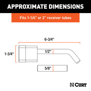 Curt 1/2in Hitch Lock w/5/8in Adapter (1-1/4in or 2in Receiver Deadbolt Chrome)