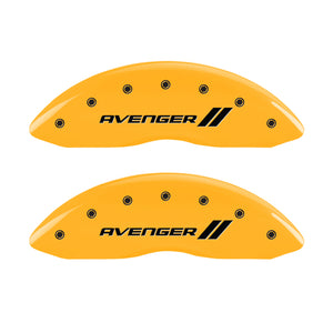 MGP 4 Caliper Covers Engraved Front & Rear With stripes/Avenger Yellow finish black ch