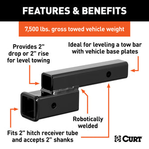 Curt Receiver Hitch Adapter (2in Shank 2in Drop 7500lbs)